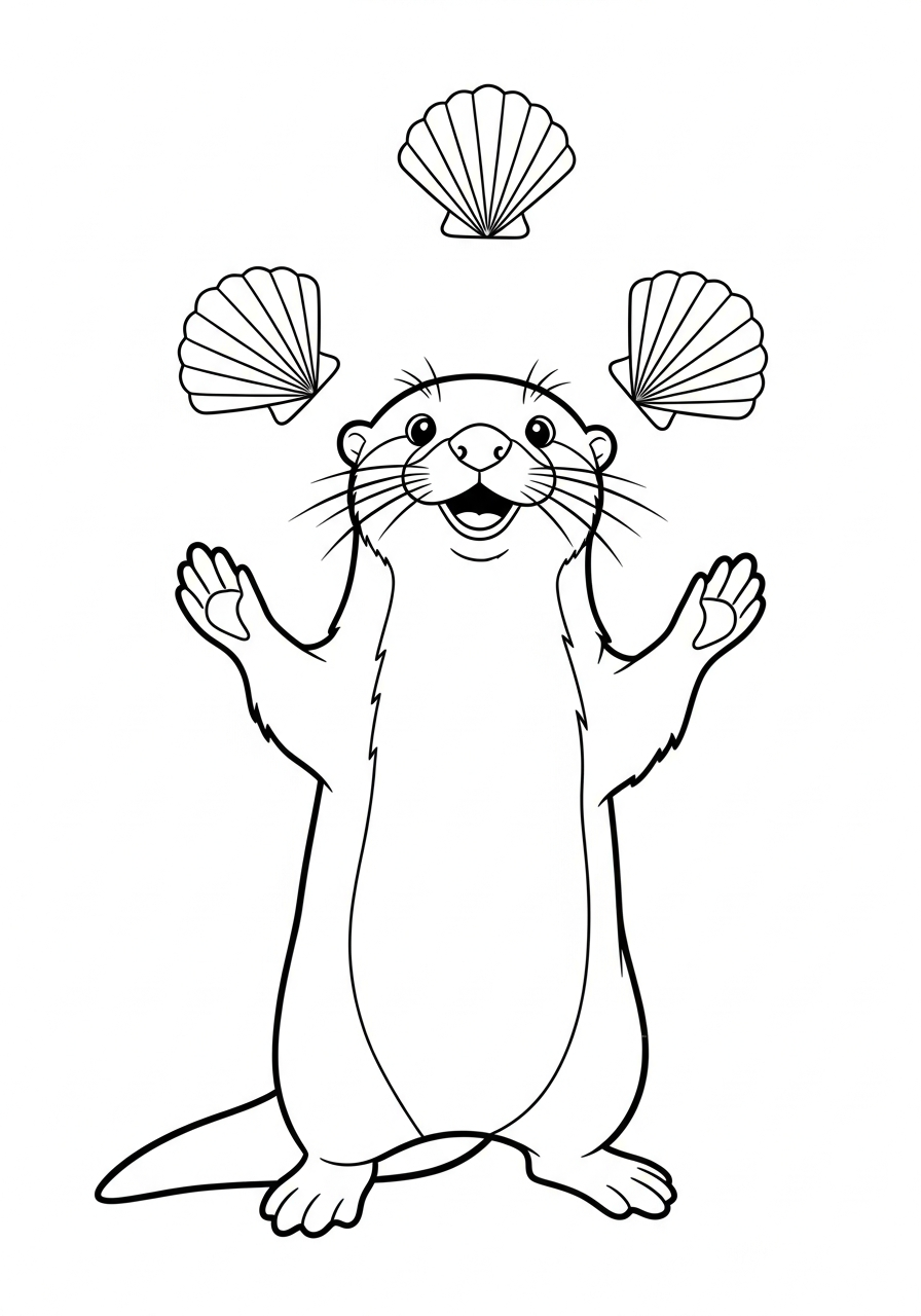 Otter Coloring Pages 5 Circus otter juggling sea shells coloring page