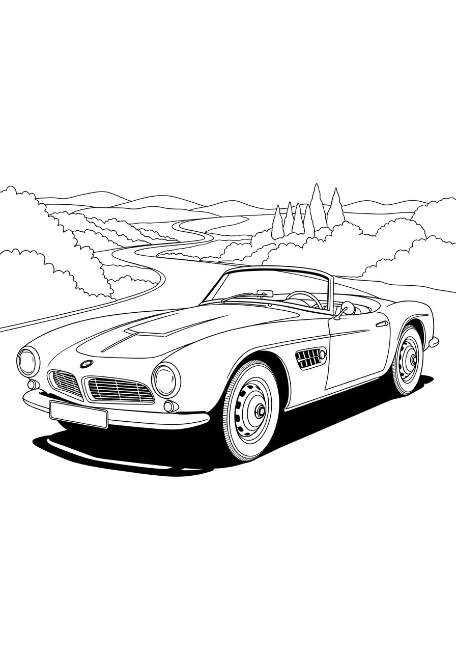 Classic BMW 507 roadster car coloring page