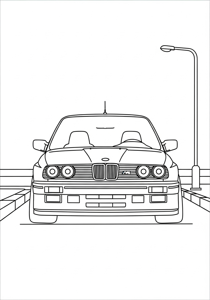 Classic BMW M3 E30 retro coloring page