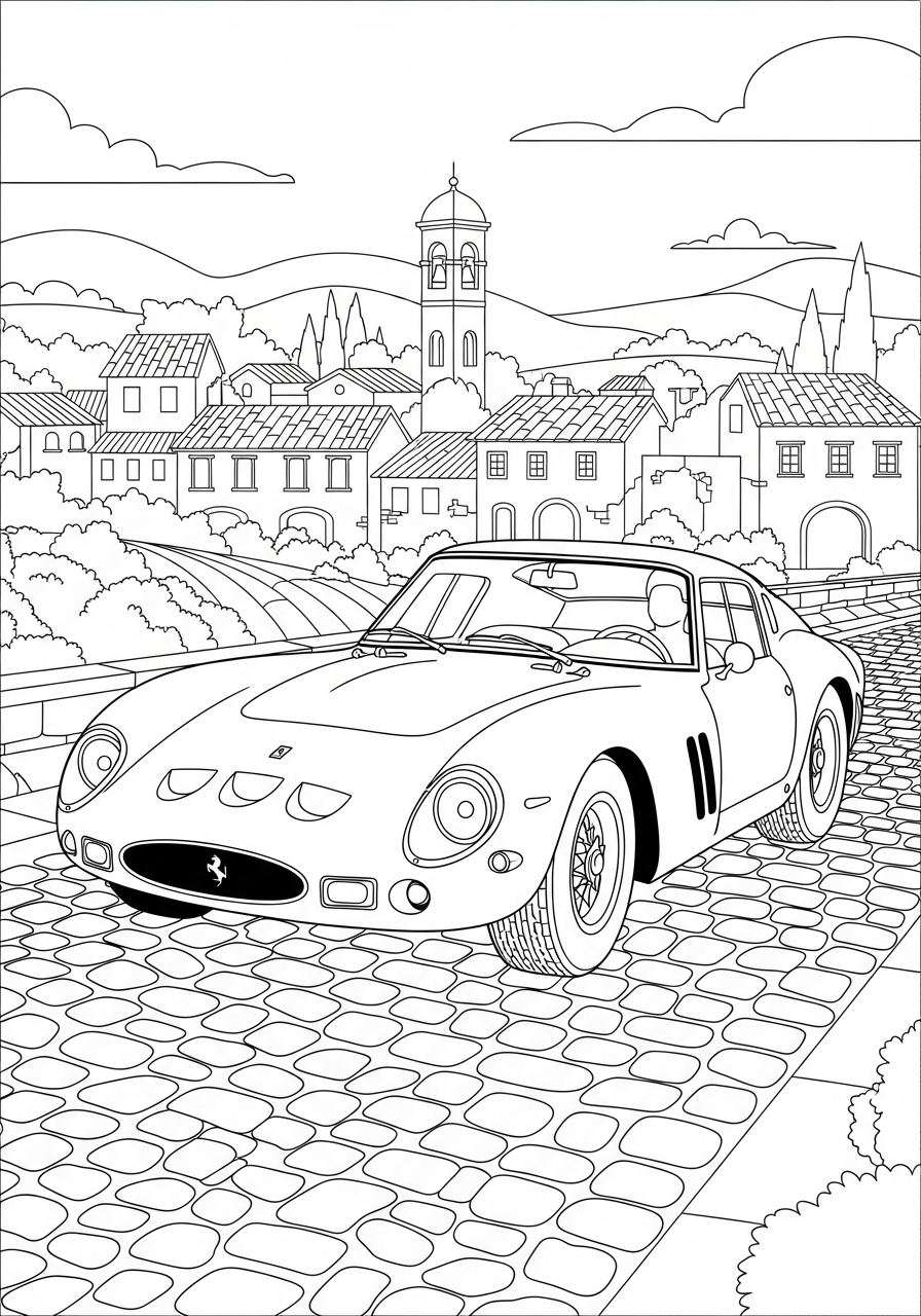 Ferrari Coloring Pages 6 Classic Ferrari 250 GTO vintage coloring page