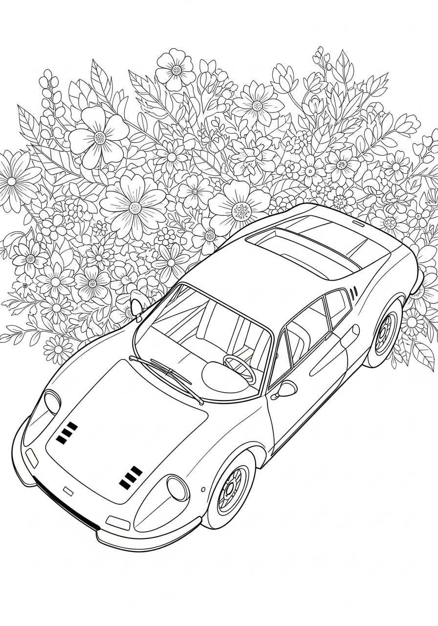 Ferrari Coloring Pages 5 Classic curvy Ferrari Dino sports coloring page