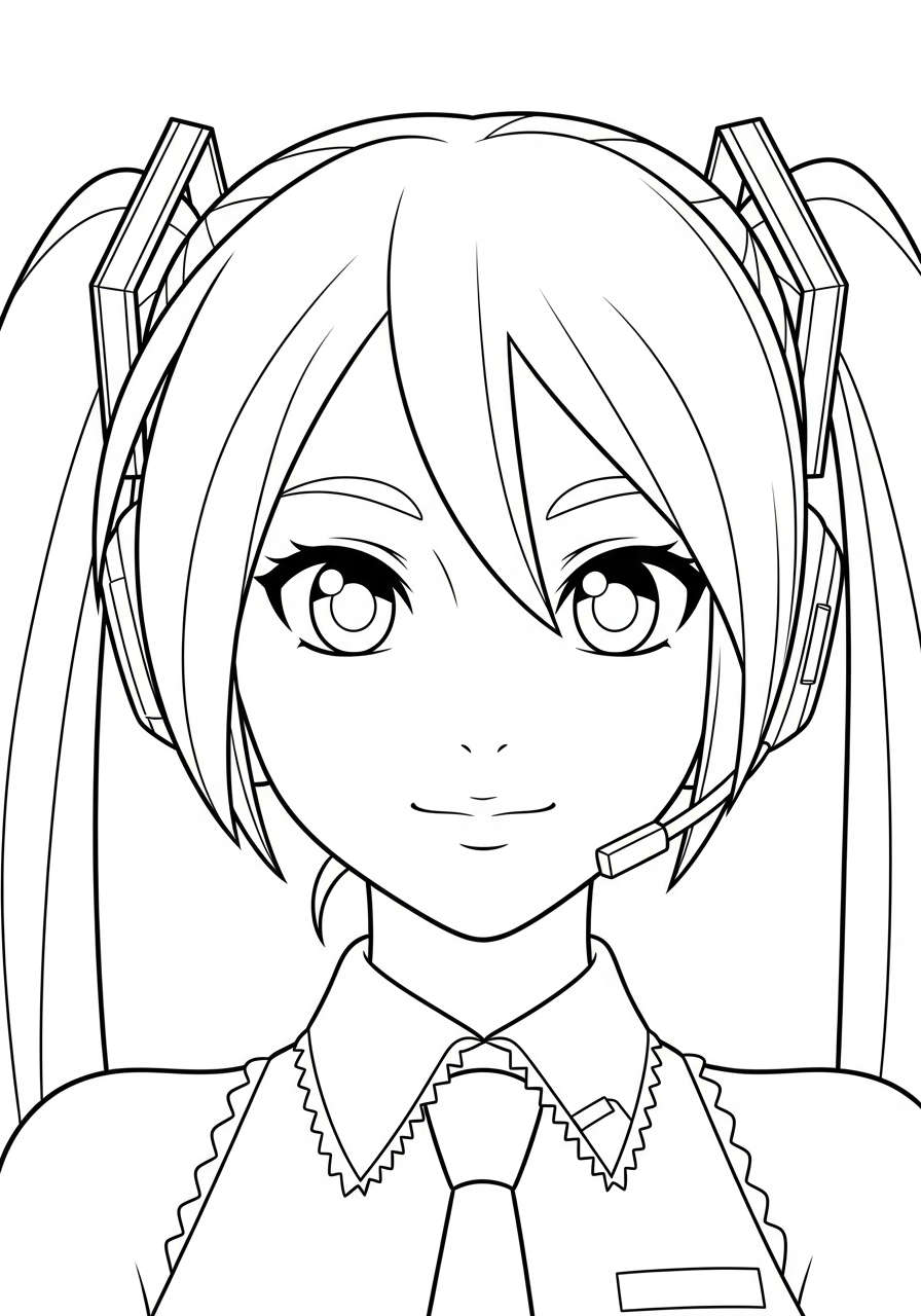 Close up Miku face coloring page