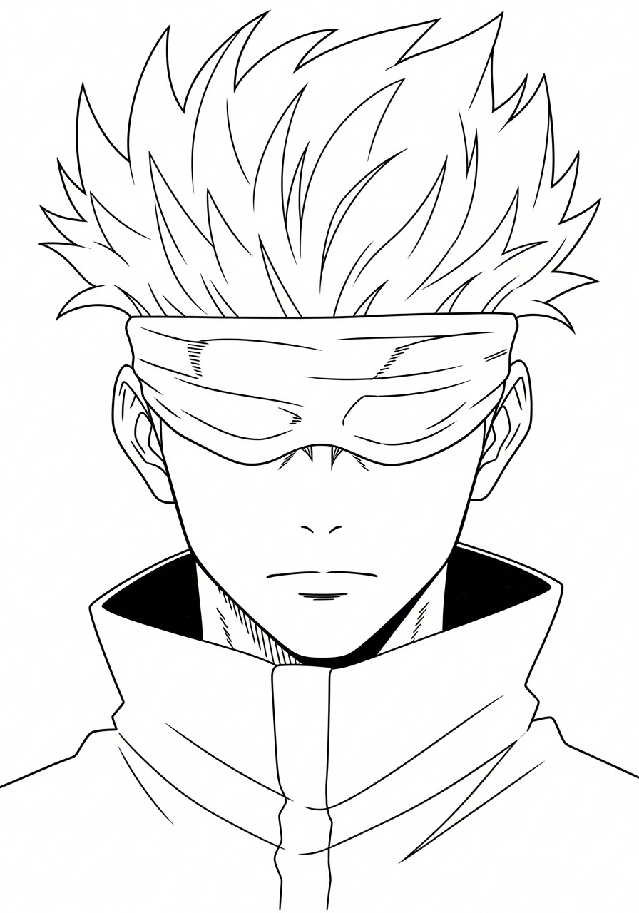 Satoru Gojo Coloring Pages 8 Close up Satoru Gojo Six Eyes coloring page