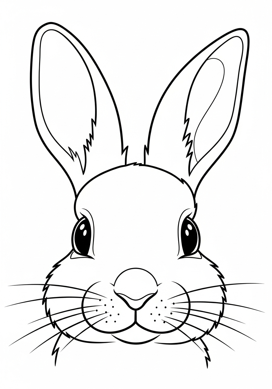 Close up rabbit face portrait coloring page