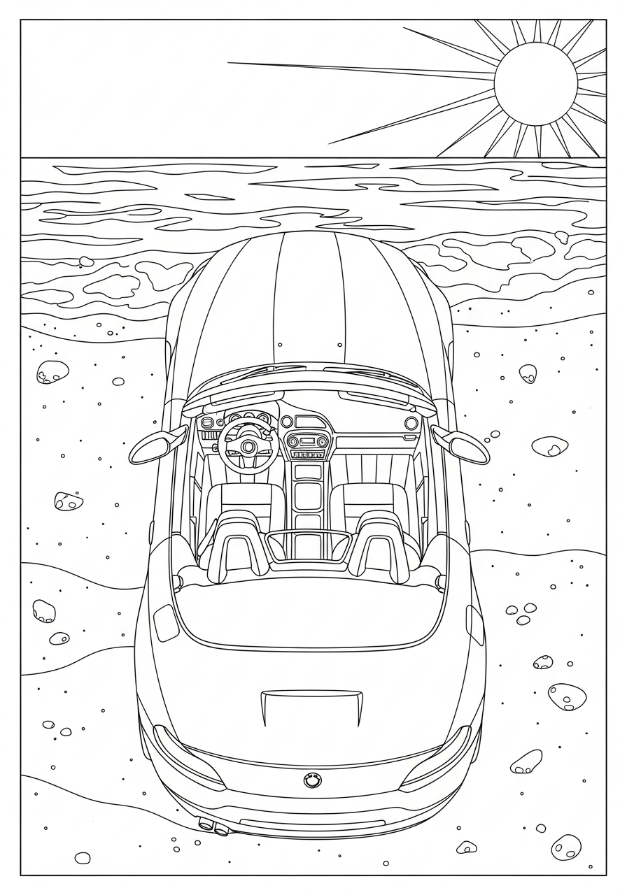 Convertible BMW Z4 summer roadster coloring page