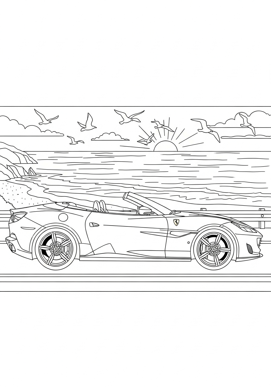 Ferrari Coloring Pages 8 Convertible Ferrari Portofino M beach coloring page