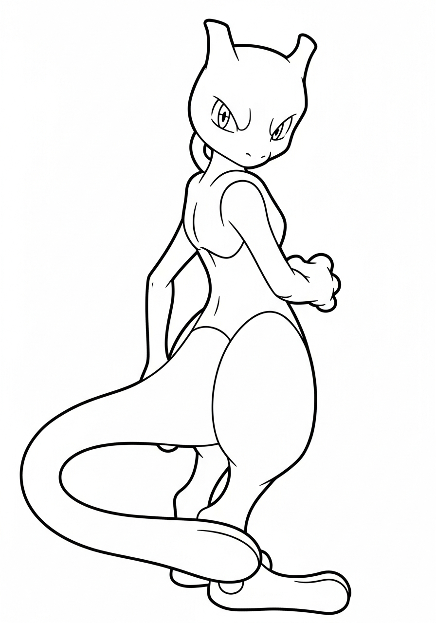 Mewtwo Coloring Pages 6 Cool back view Mewtwo coloring page