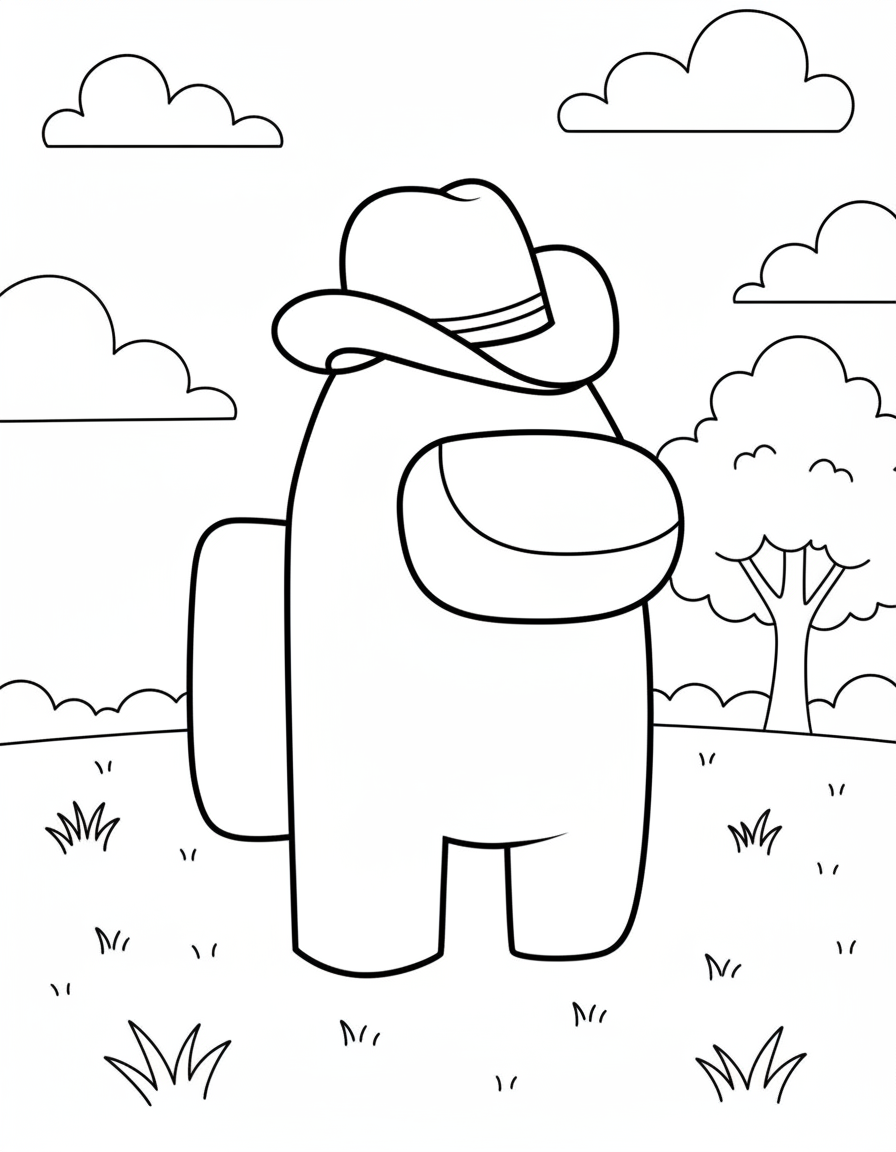 Cowboy hat skin Among Us coloring page