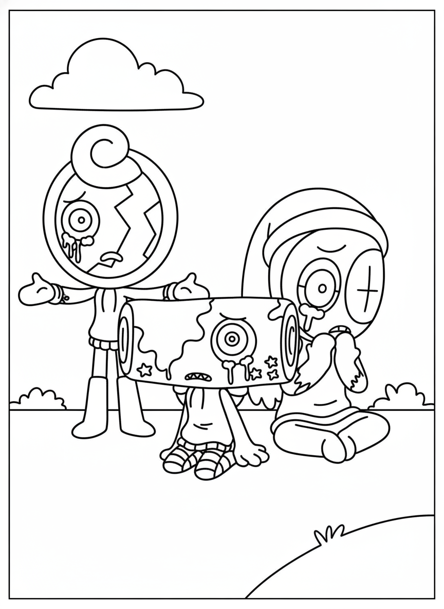 Crying Tisha and Glisten Dandy’s World coloring page