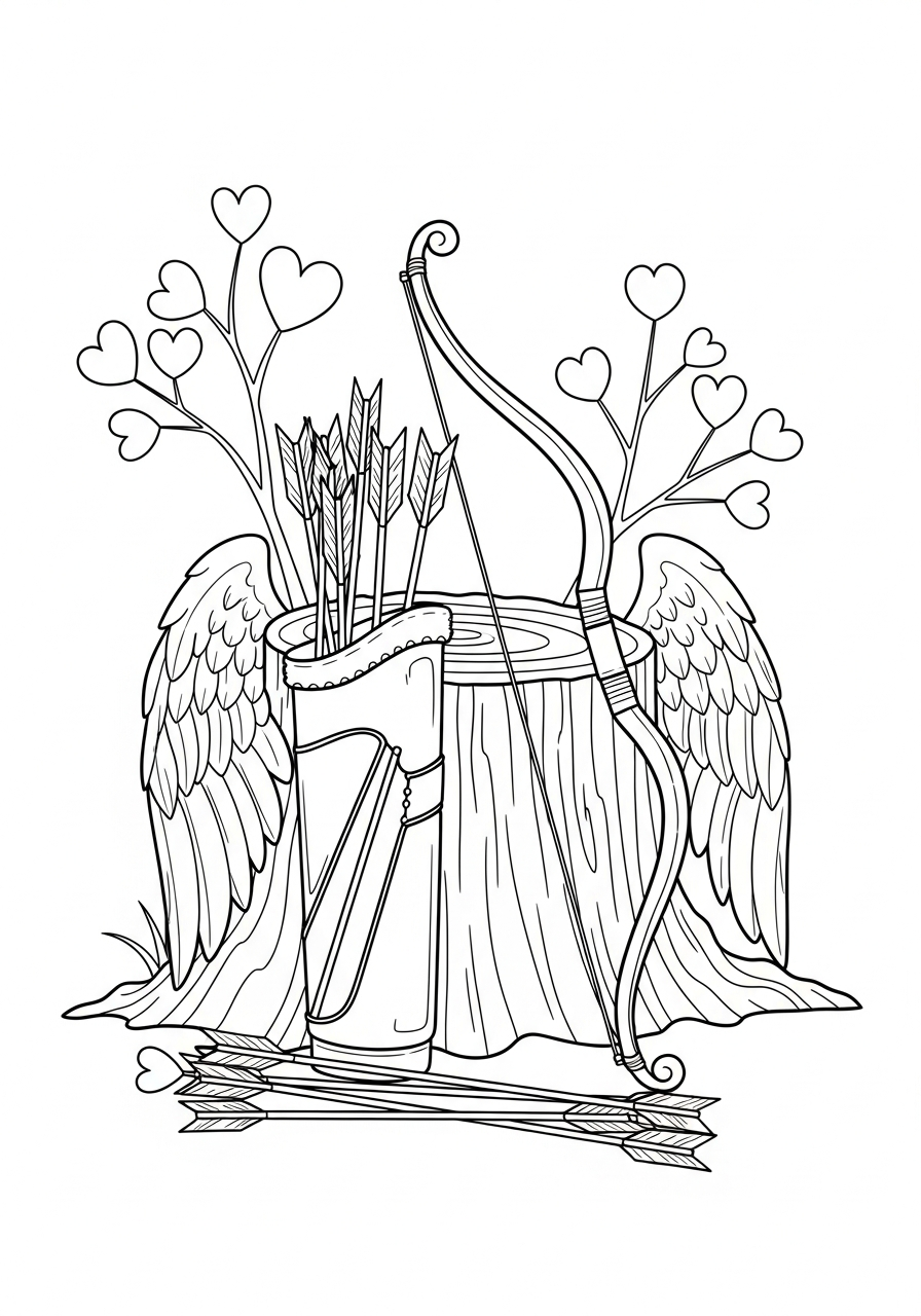 Valentine's Day Coloring Pages 8 Cupid bow and arrows valentine coloring page