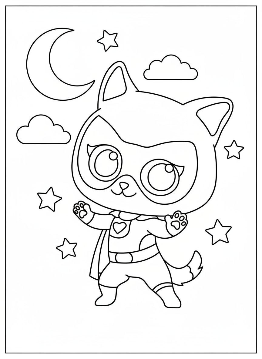Cute Bitsy posing SuperKitties coloring page