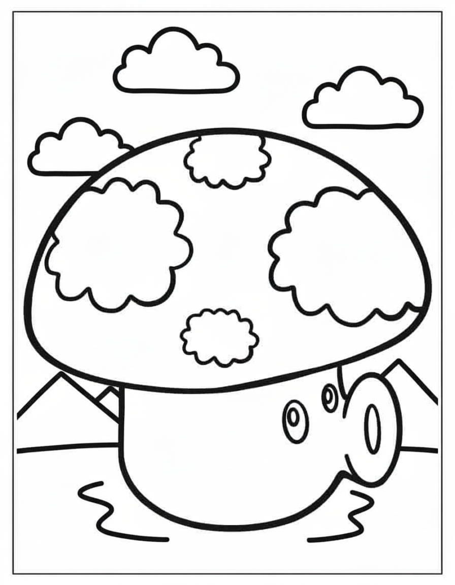 Cute Puff Shroom character coloring page