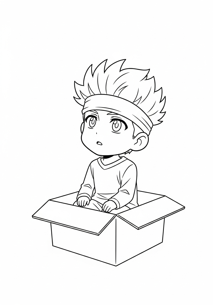 Satoru Gojo Coloring Pages 11 Cute Satoru Gojo in box coloring page