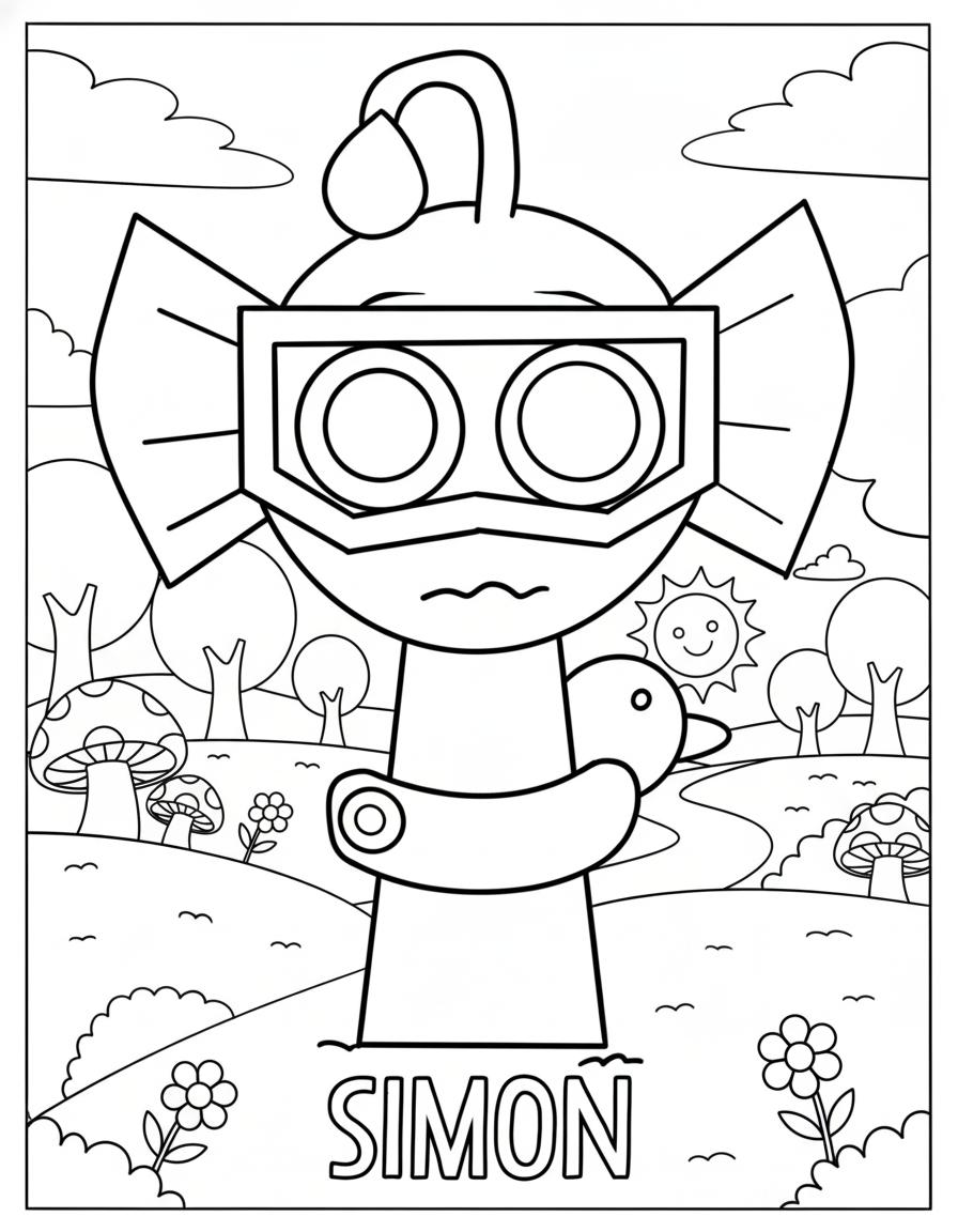 Cute Simon Sprunki coloring page free
