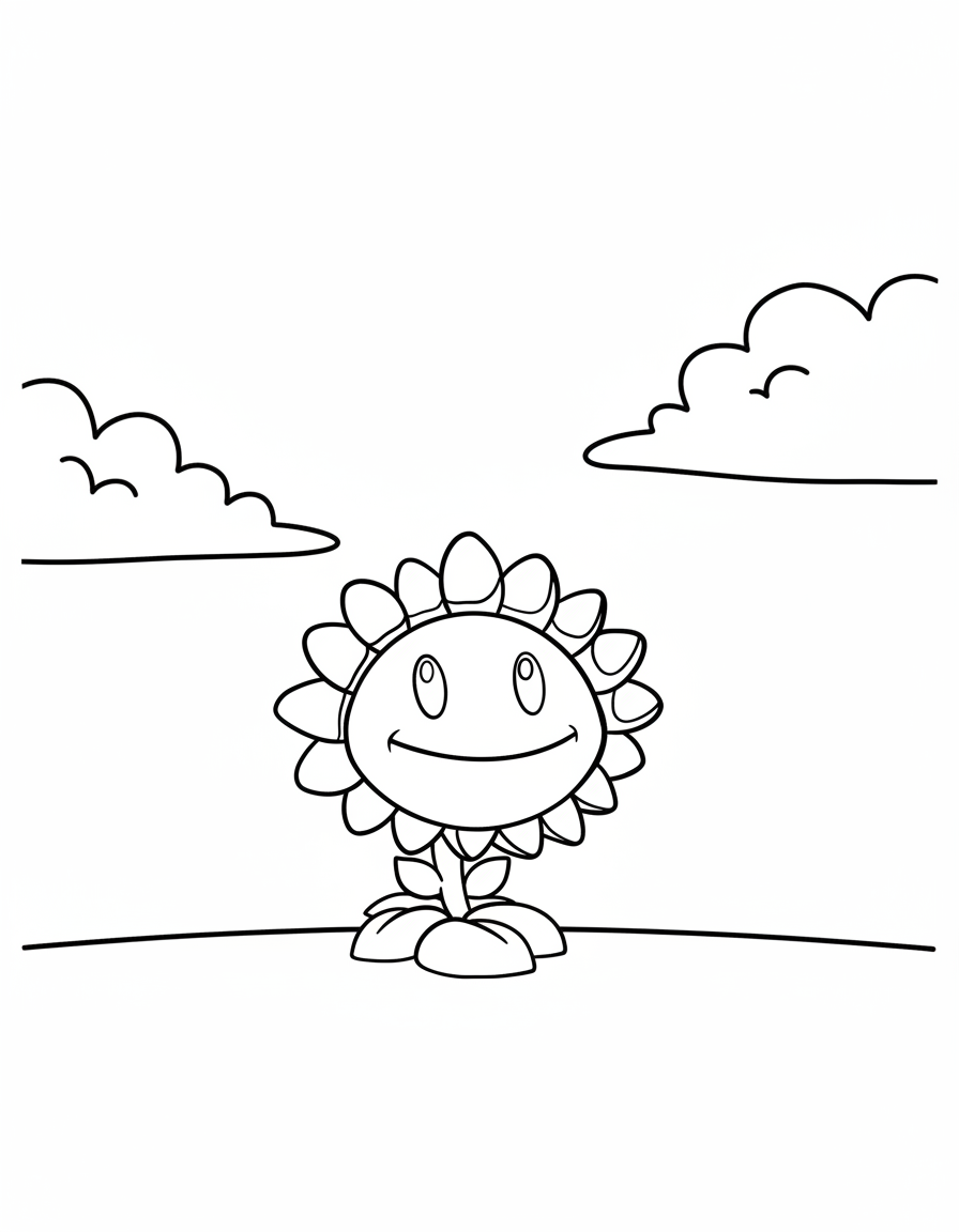 Cute Sunflower Plants vs Zombies coloring page