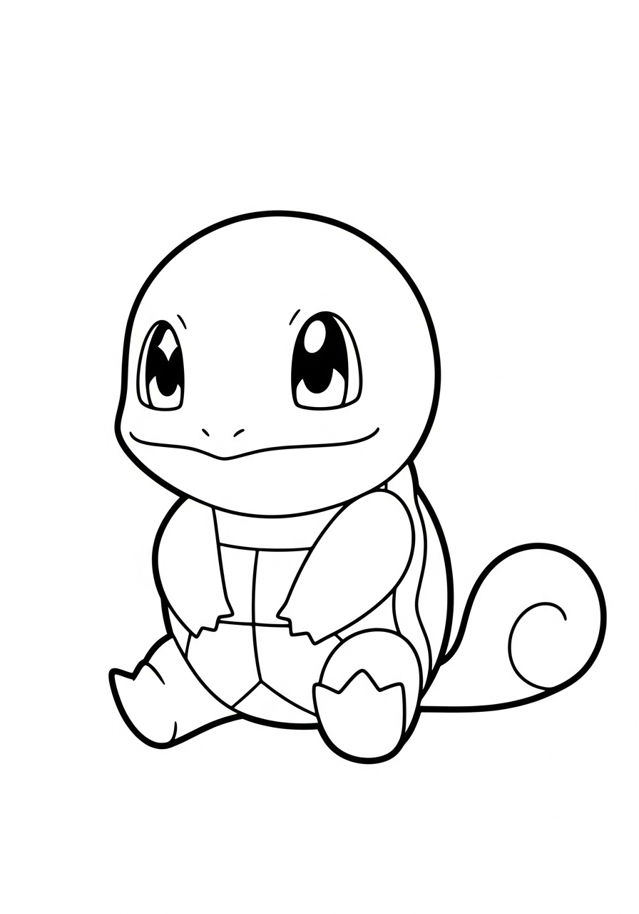 Cute baby chibi Squirtle coloring page