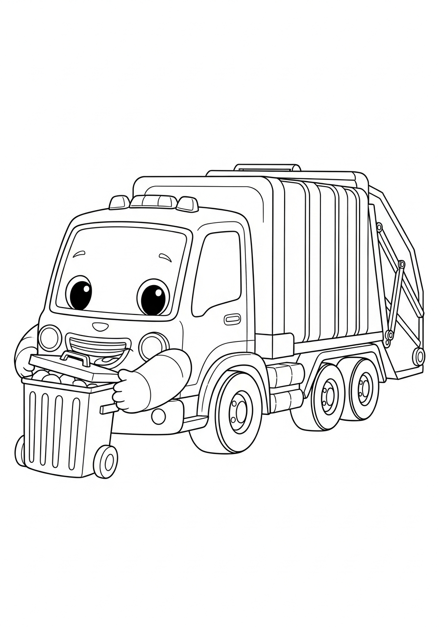 Garbage Truck Coloring Pages 11 Cute baby garbage truck coloring page