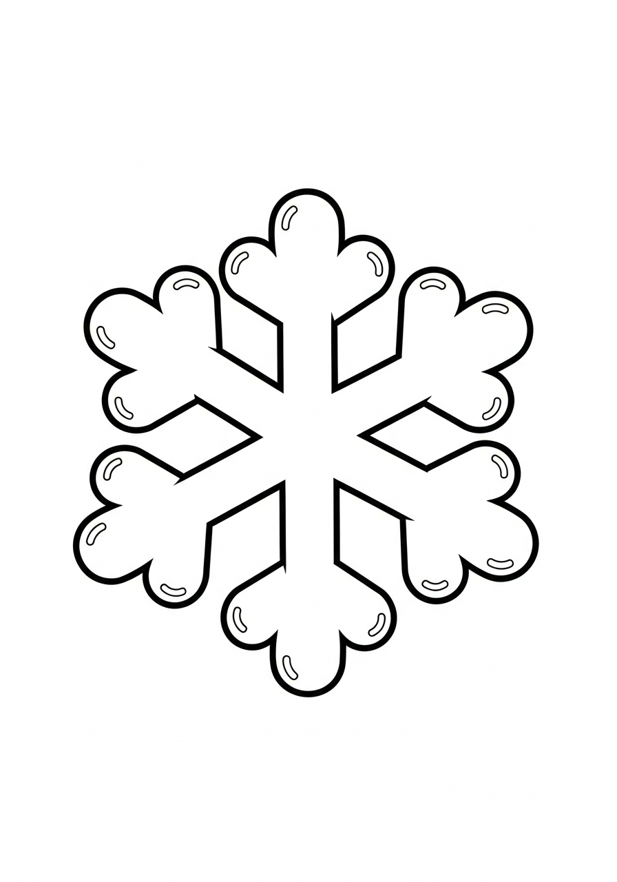 Cute bubble style winter snowflake coloring page