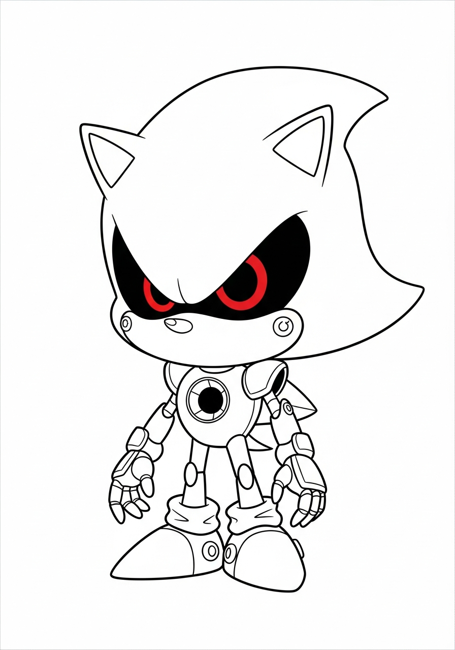 Cute chibi Metal Sonic coloring page