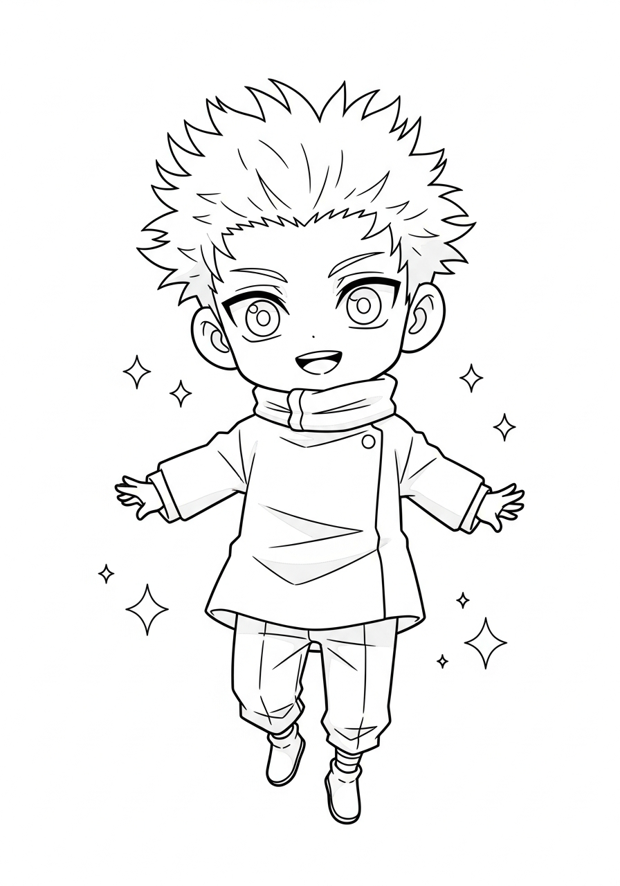 Satoru Gojo Coloring Pages 10 Cute chibi Satoru Gojo floating coloring page