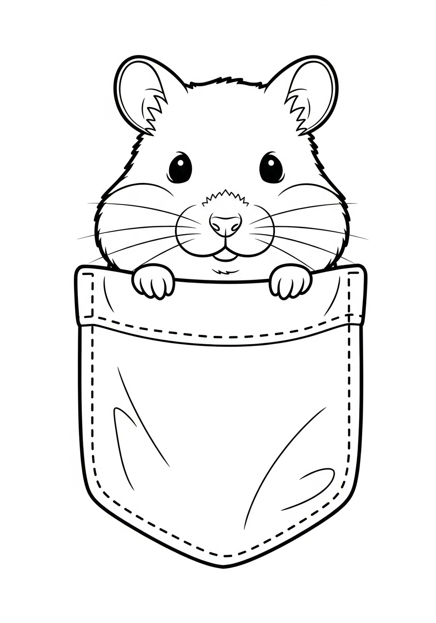 Cute hamster in shirt pocket coloring page