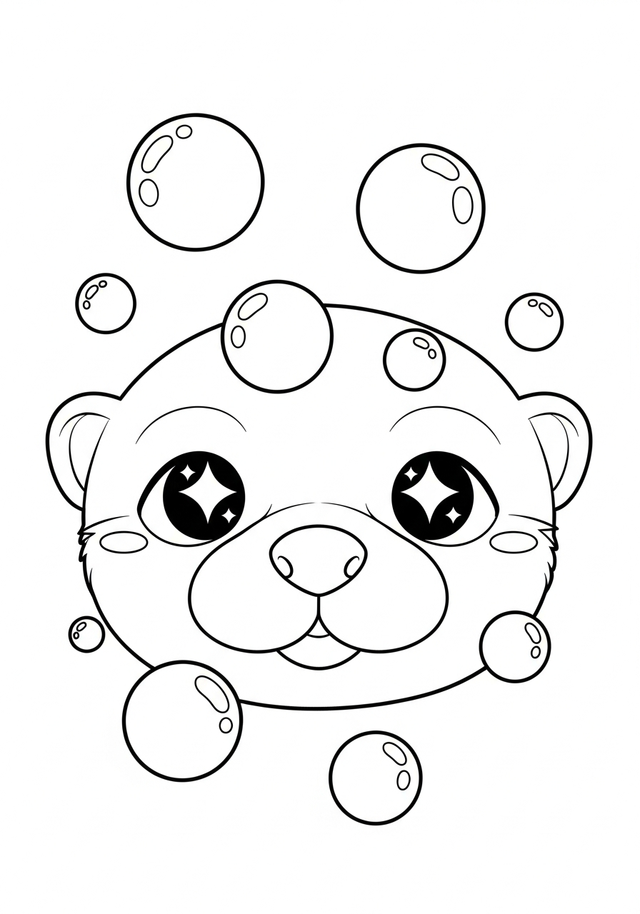 Otter Coloring Pages 8 Cute kawaii otter face portrait coloring page