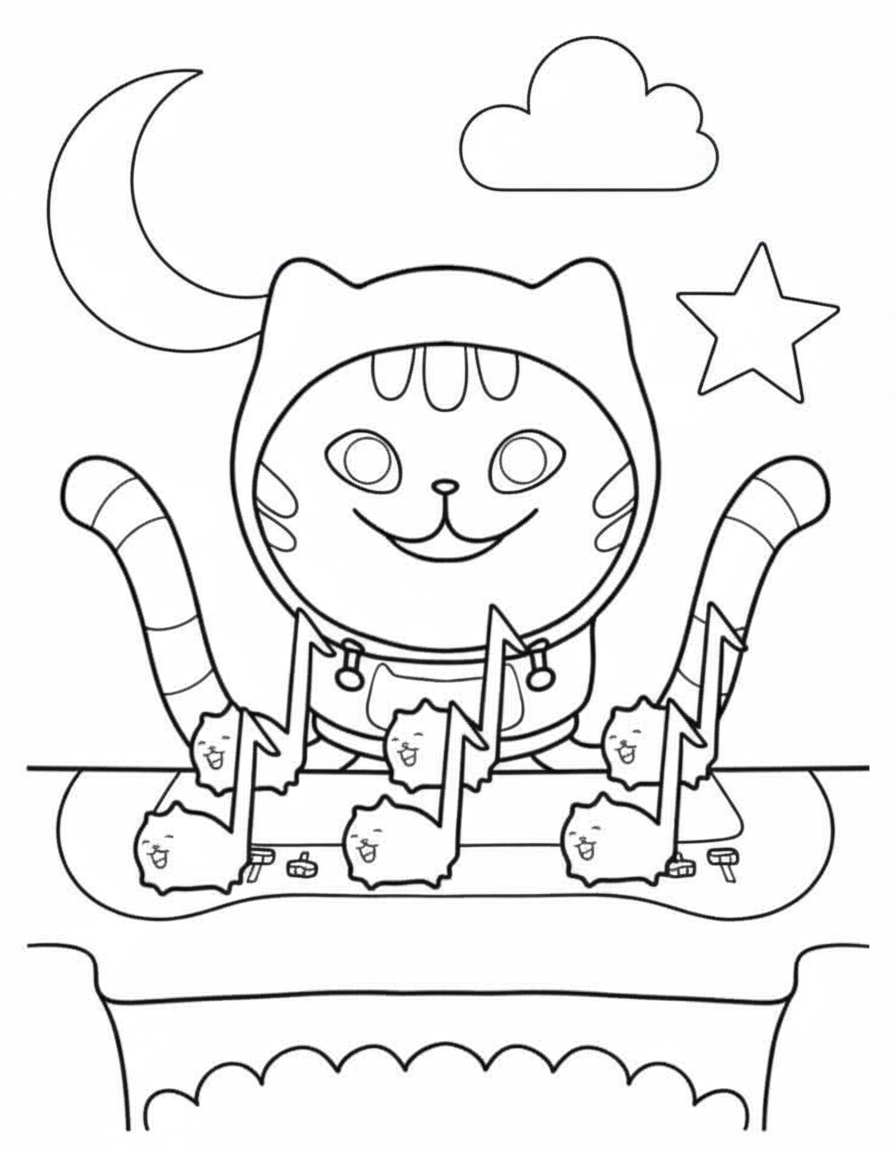DJ Catnip Playing Music – Gabby’s Dollhouse Coloring Page