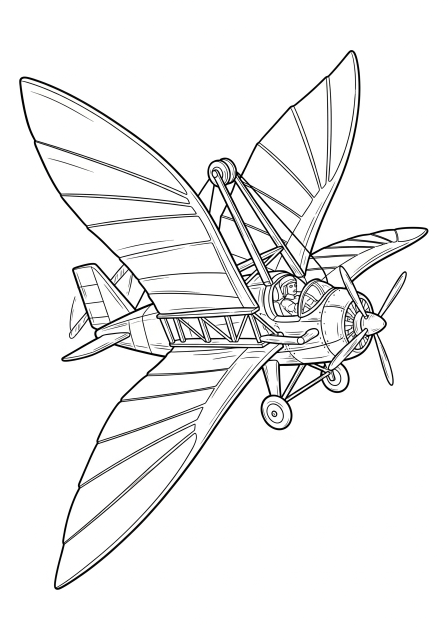 Airplane Coloring Pages 11 Da Vinci flying machine invention coloring page