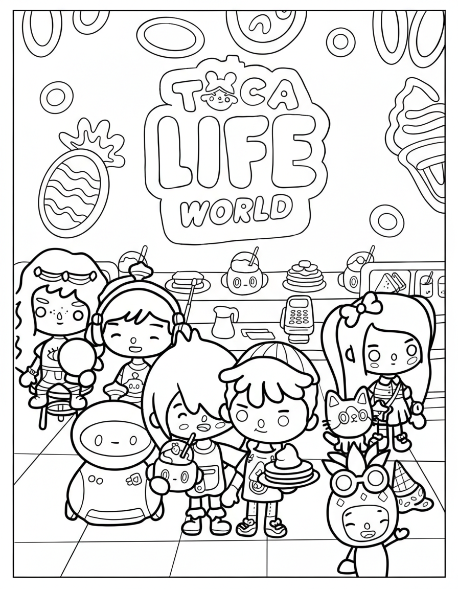 Detailed Toca Life World poster coloring page
