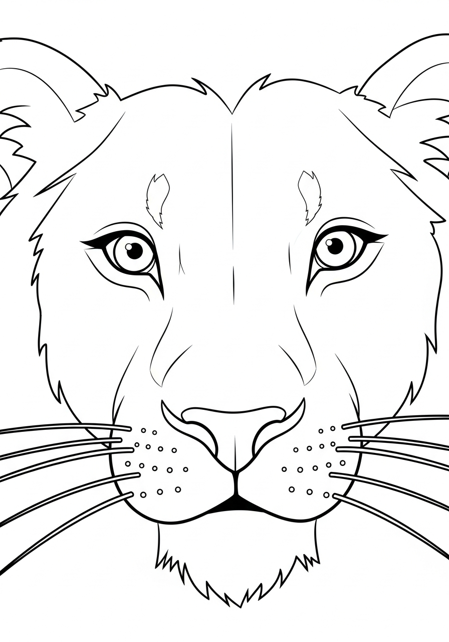 Detailed lion face close up coloring page