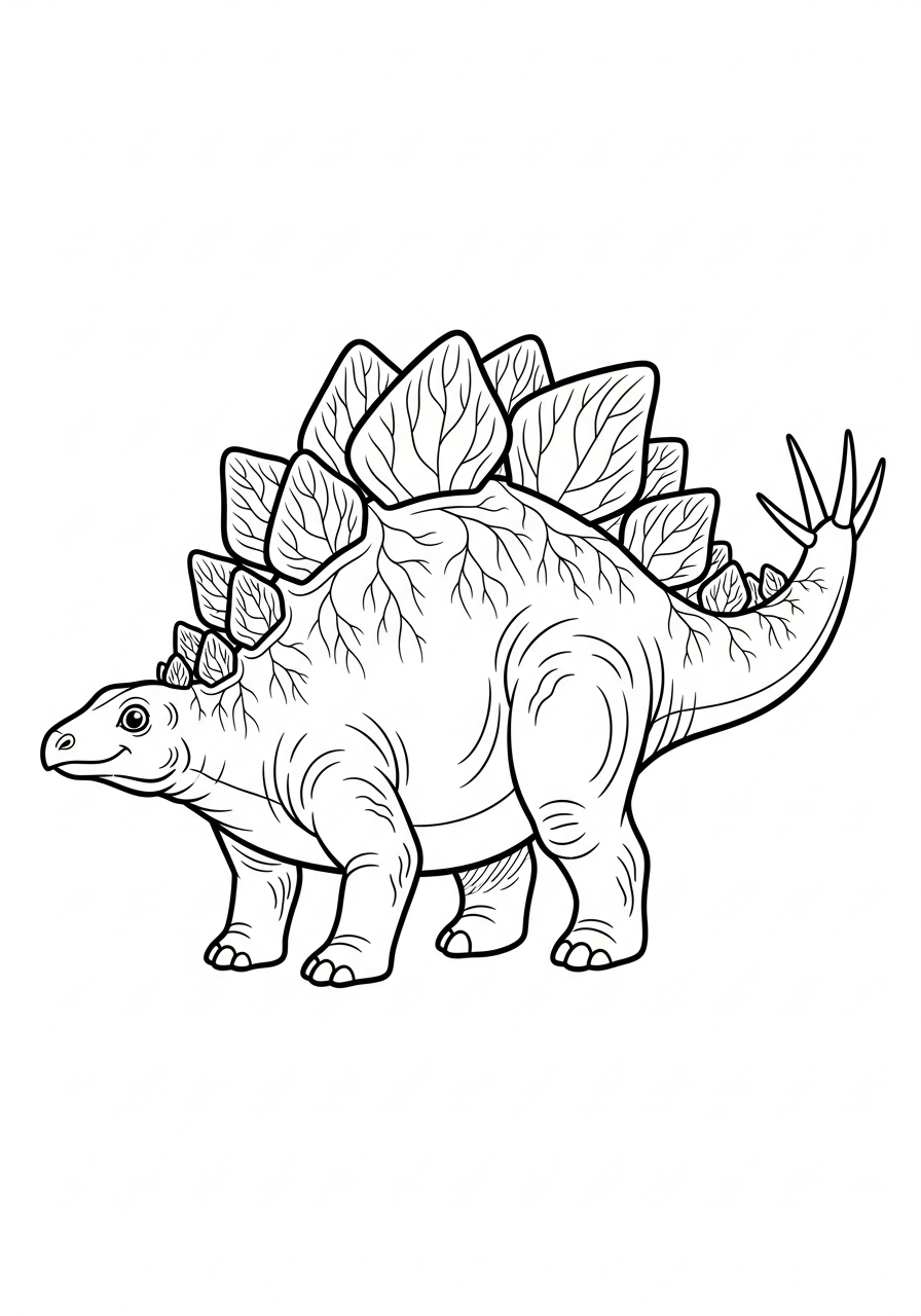 Detailed scales and plates stegosaurus coloring page