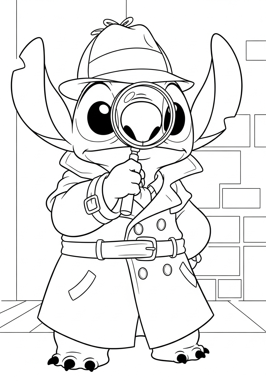 Detective Stitch mystery theme coloring page