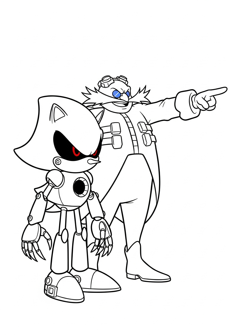 Dr Eggman and Metal Sonic coloring page