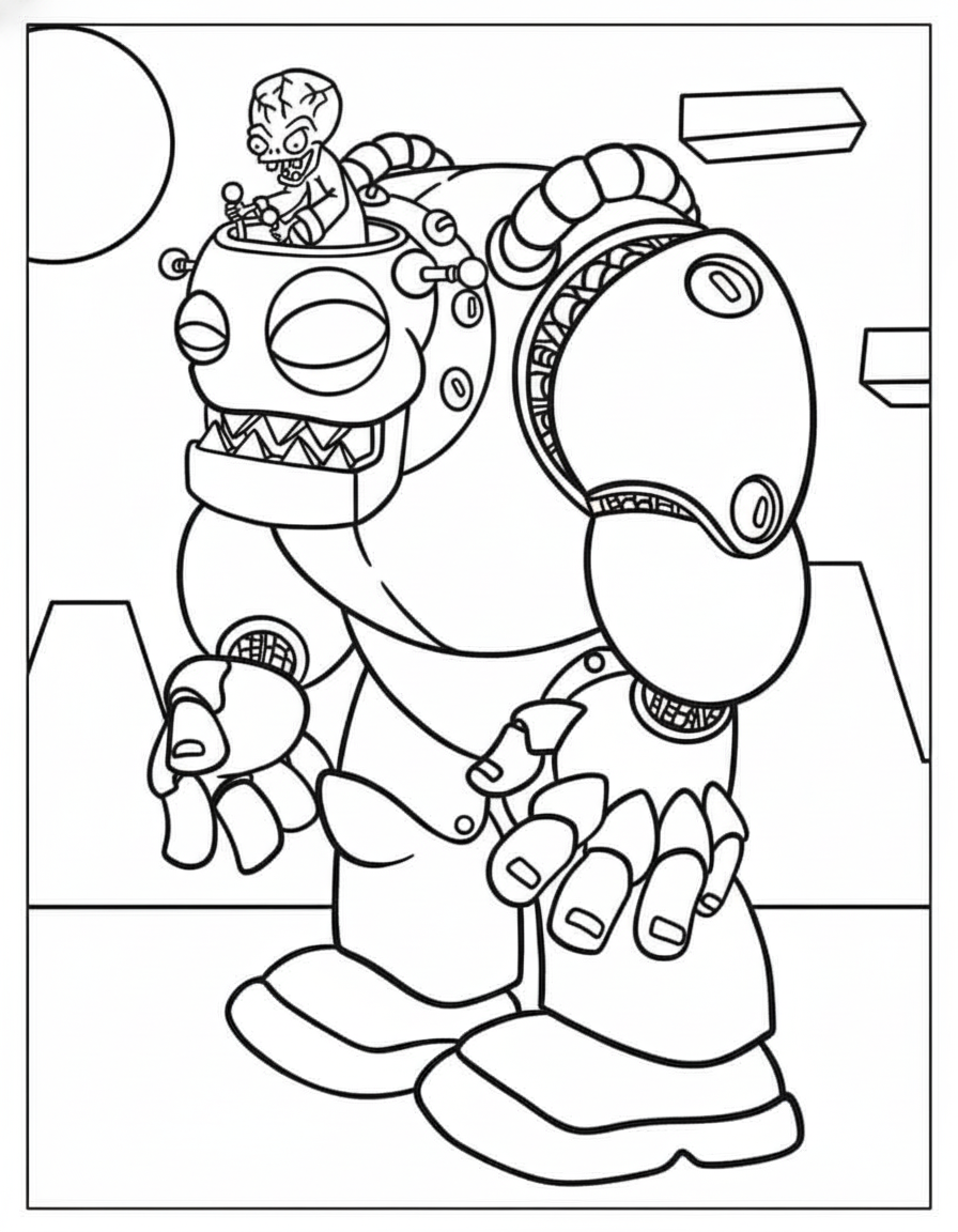 Dr Zomboss Robot Plants vs Zombies coloring page
