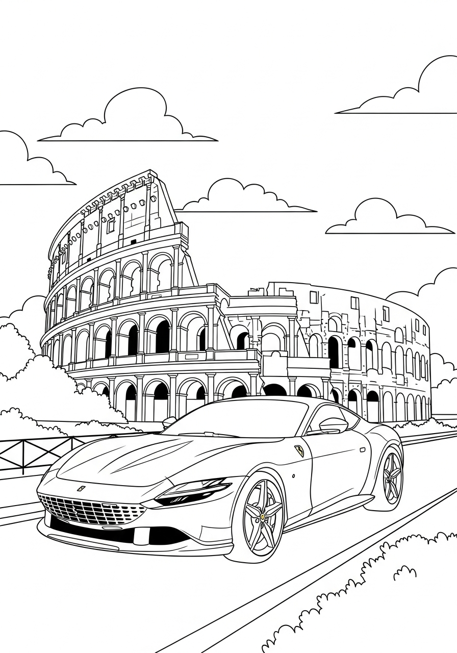Ferrari Coloring Pages 12 Elegant Ferrari Roma Italian background coloring page