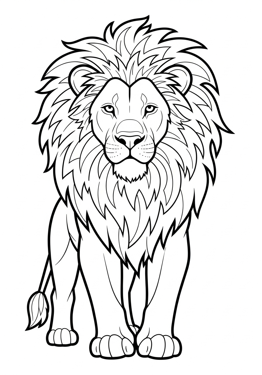 Elemental fire mane lion coloring page