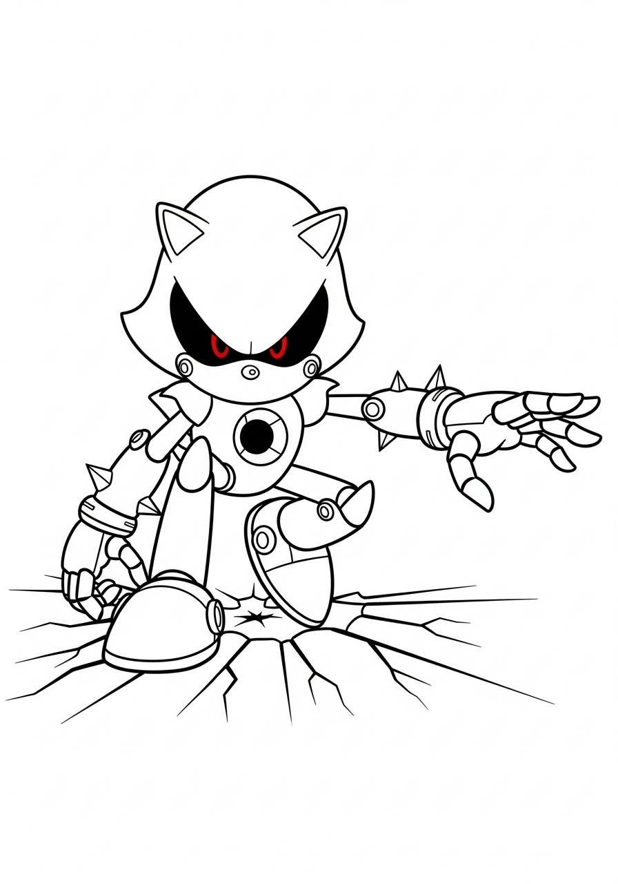 Epic superhero landing Metal Sonic coloring page