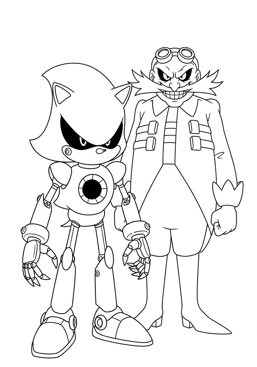 Evil Metal Sonic villain coloring page