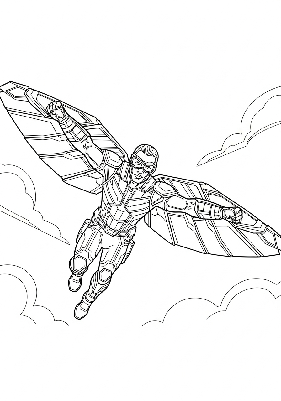 Falcon Sam Wilson with wings coloring page