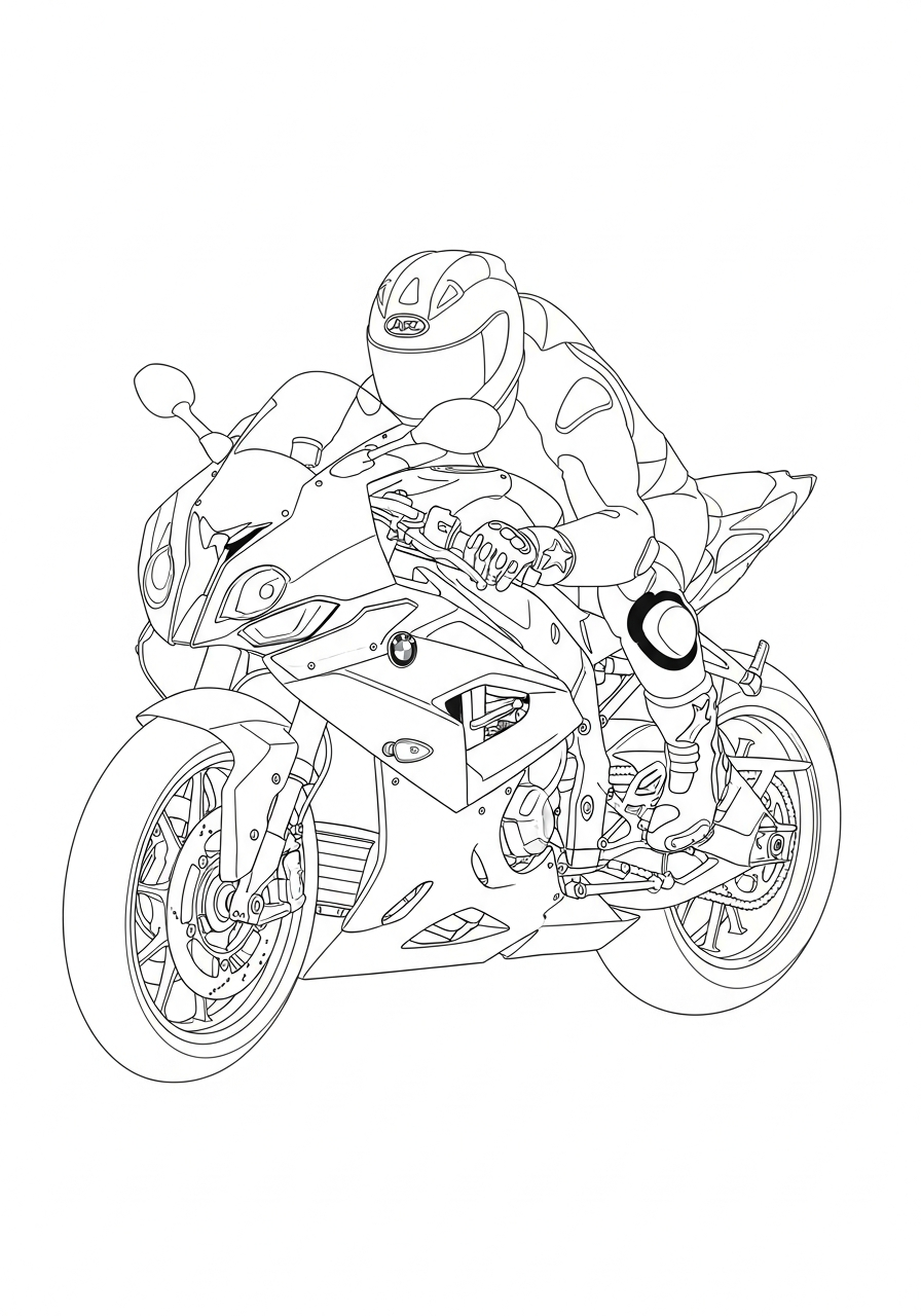 Fast BMW sports motorcycle bike coloring page