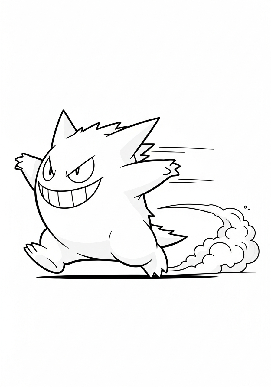 Gengar Coloring Pages 10 Fast running Gengar dash coloring page
