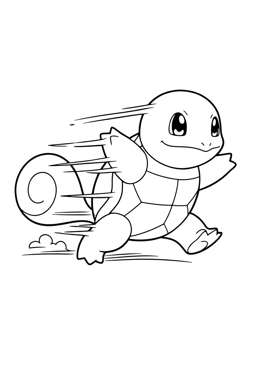 Fast running Squirtle action coloring page