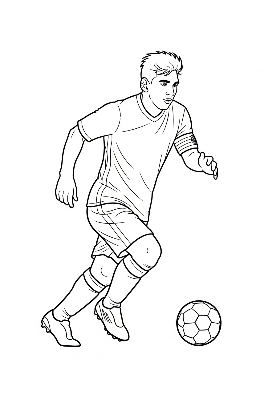 Fast sprinting Messi soccer coloring page