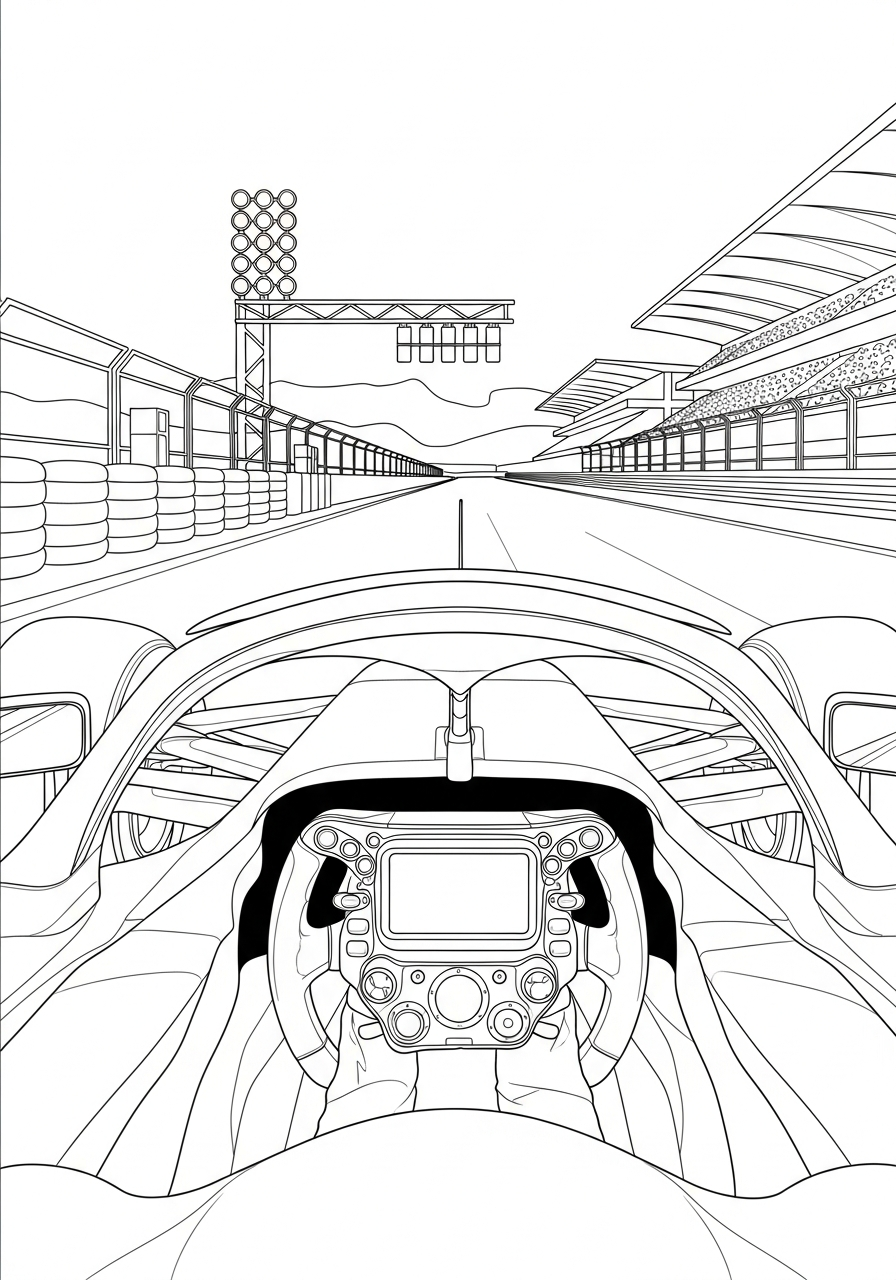 Ferrari Coloring Pages 18 Ferrari F1 cockpit view driver coloring page