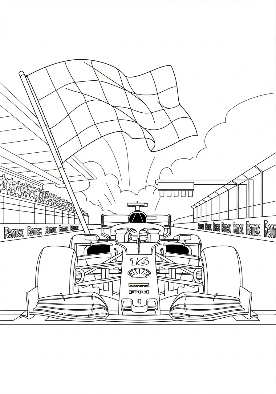 Ferrari Coloring Pages 21 Ferrari Formula 1 car finish coloring page