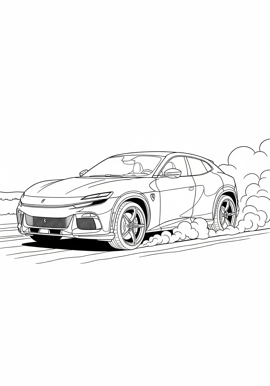Ferrari Coloring Pages 24 Ferrari Purosangue SUV off road coloring page
