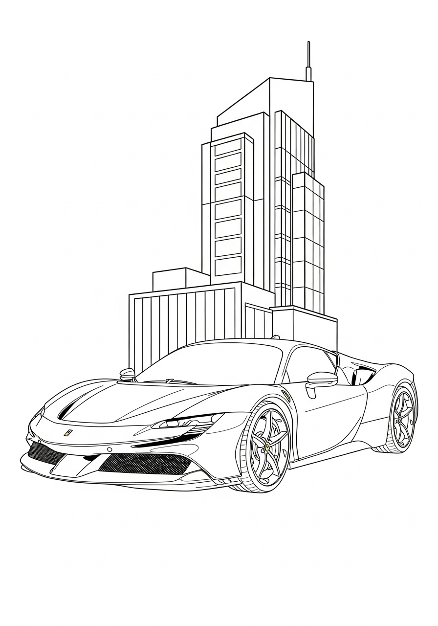 Ferrari Coloring Pages 25 Ferrari SF90 Stradale city street coloring page