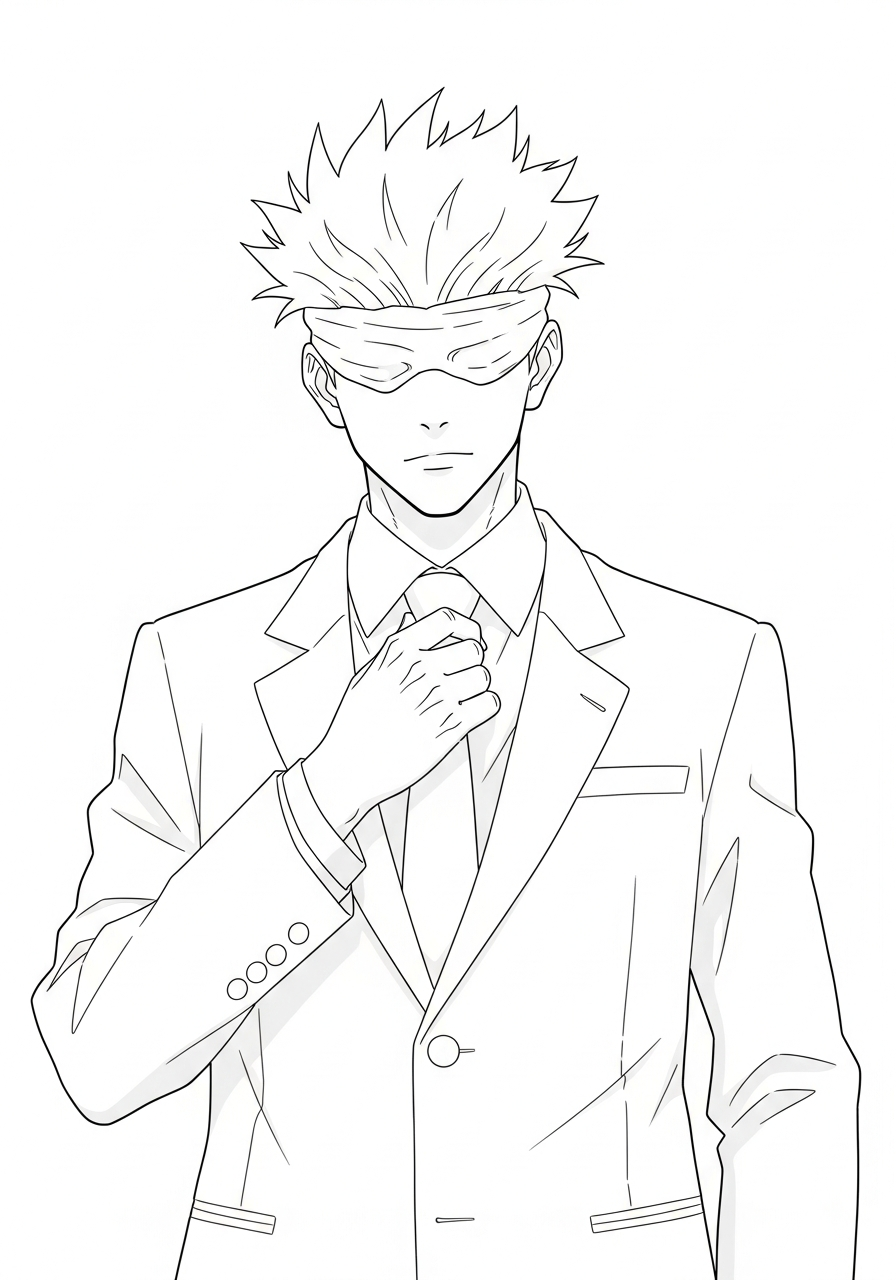 Satoru Gojo Coloring Pages 14 Formal Satoru Gojo in suit coloring page