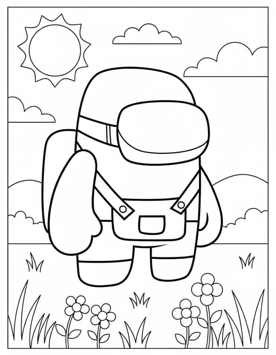 Funny Minion skin Among Us coloring page