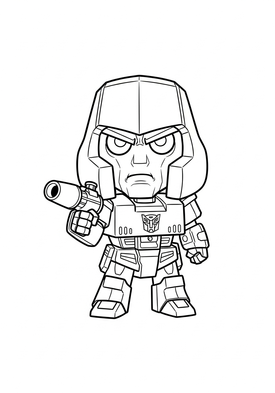 Funny mini megatron grumpy face coloring page